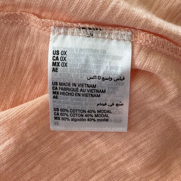 Style & Co 0X-Large Top 3/4 Sleeves Square Pleated Neck Stretch Peach New - Picture 8 of 9